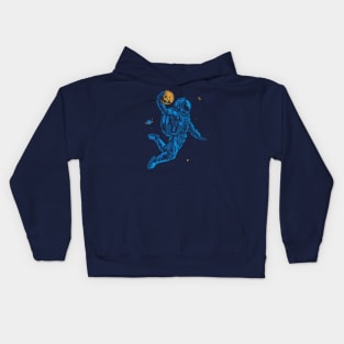 Basketball Astronaut Dunking a Meteor Kids Hoodie